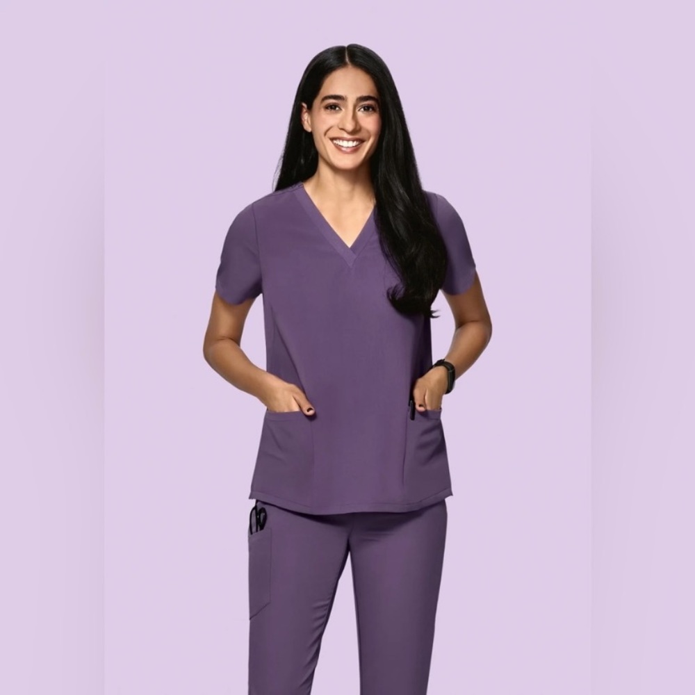 Mandala scrubs dewberry purple jogger set